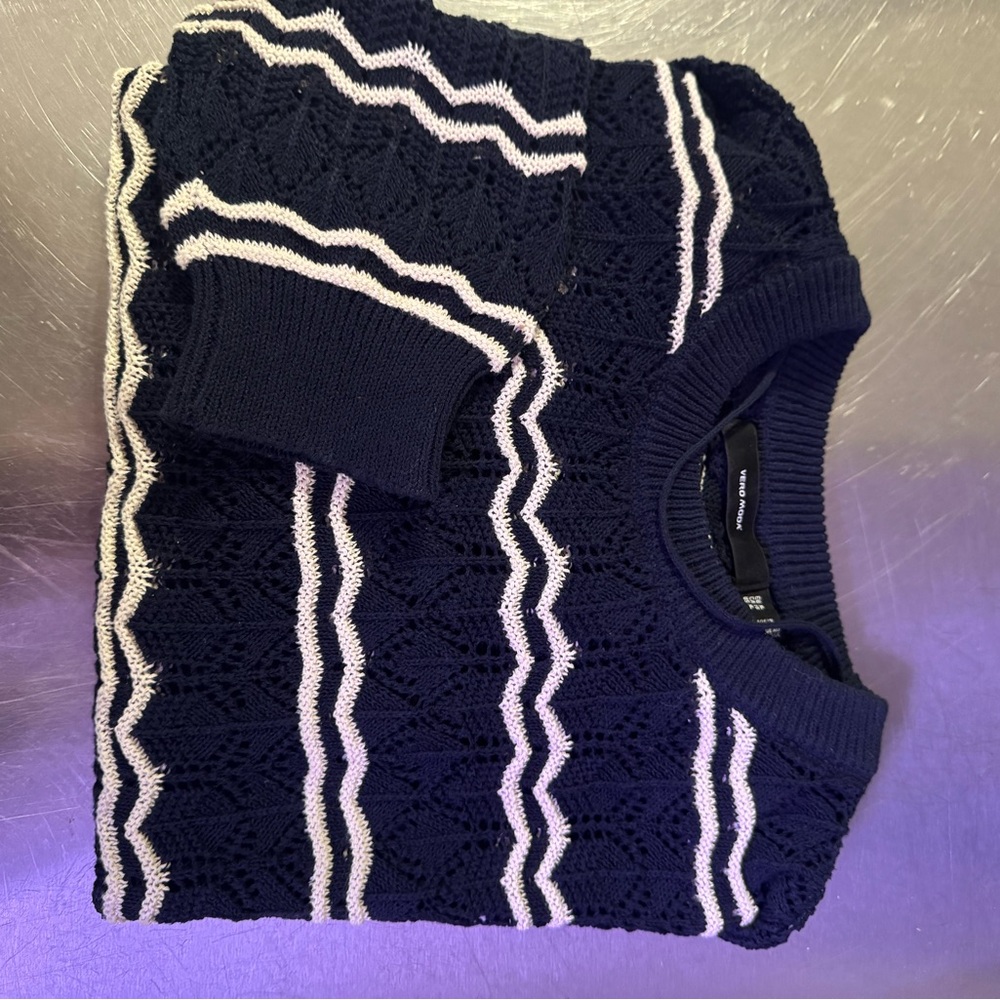 Navy and White Striped Sweater! Vera Moda Brand! - Picture 3 of 6